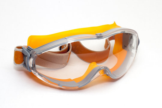 protective eye-wear on white background