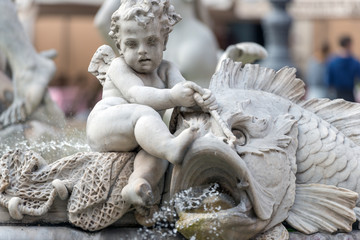 Roma, piazza Navona, fontana del Nettuno (part.)