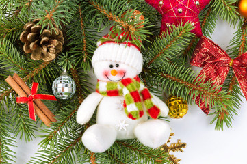 Fototapeta na wymiar christmas decoration with snowman