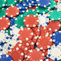 Surface covered with casino chips