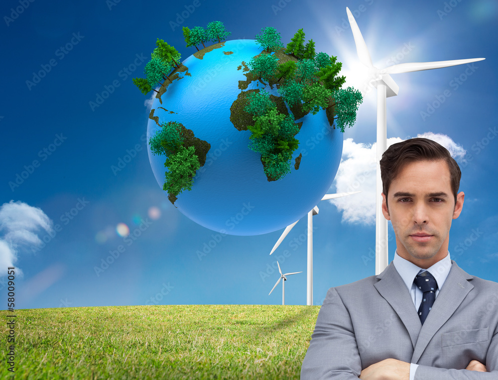 Poster composite image of young businessman looking at camera