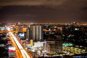 Fototapeta na wymiar City at night,bird eye view