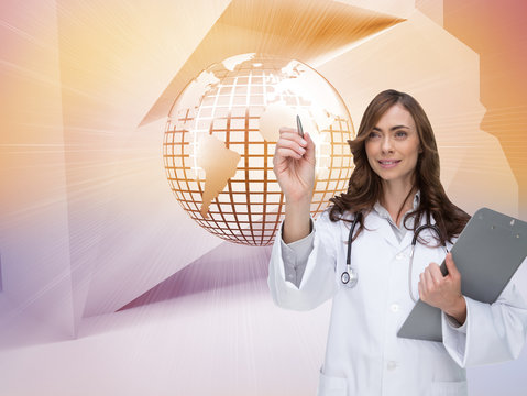 Composite image of smiling doctor pointing - Powered by Adobe