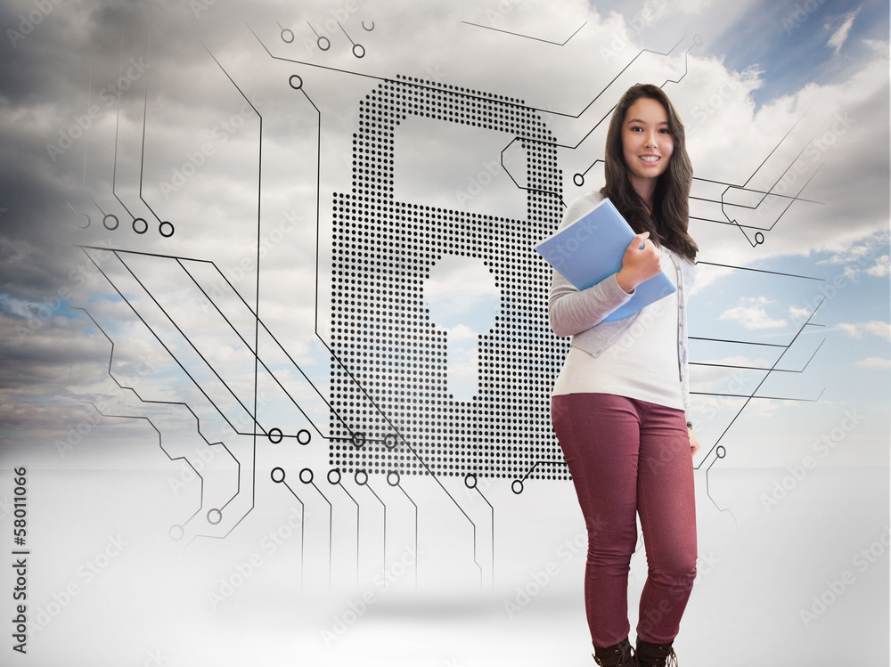 Aufkleber Composite image of smiling student in a computer room