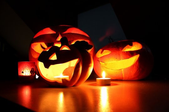 halloween pumpkins and candles