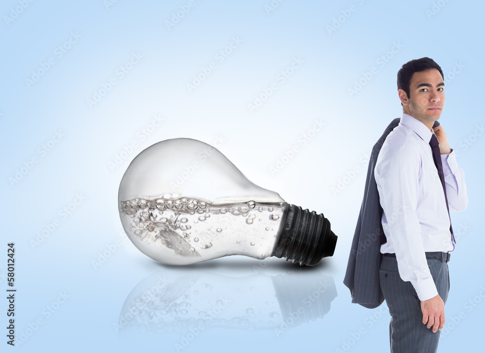 Poster composite image of unsmiling businessman standing