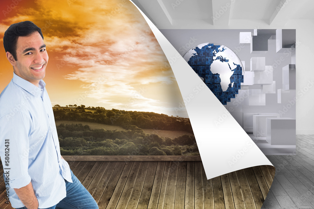 Poster composite image of smiling casual man standing