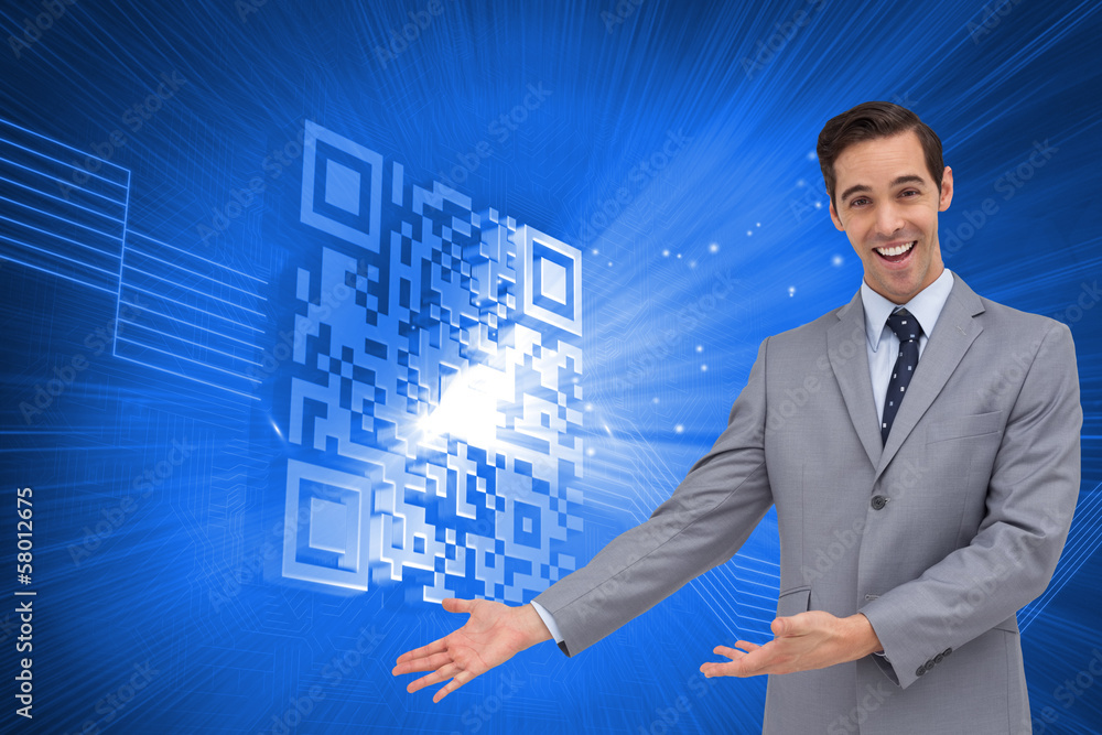 Aufkleber composite image of happy businessman giving a presentation with