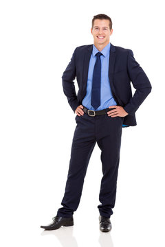 business executive standing on white background