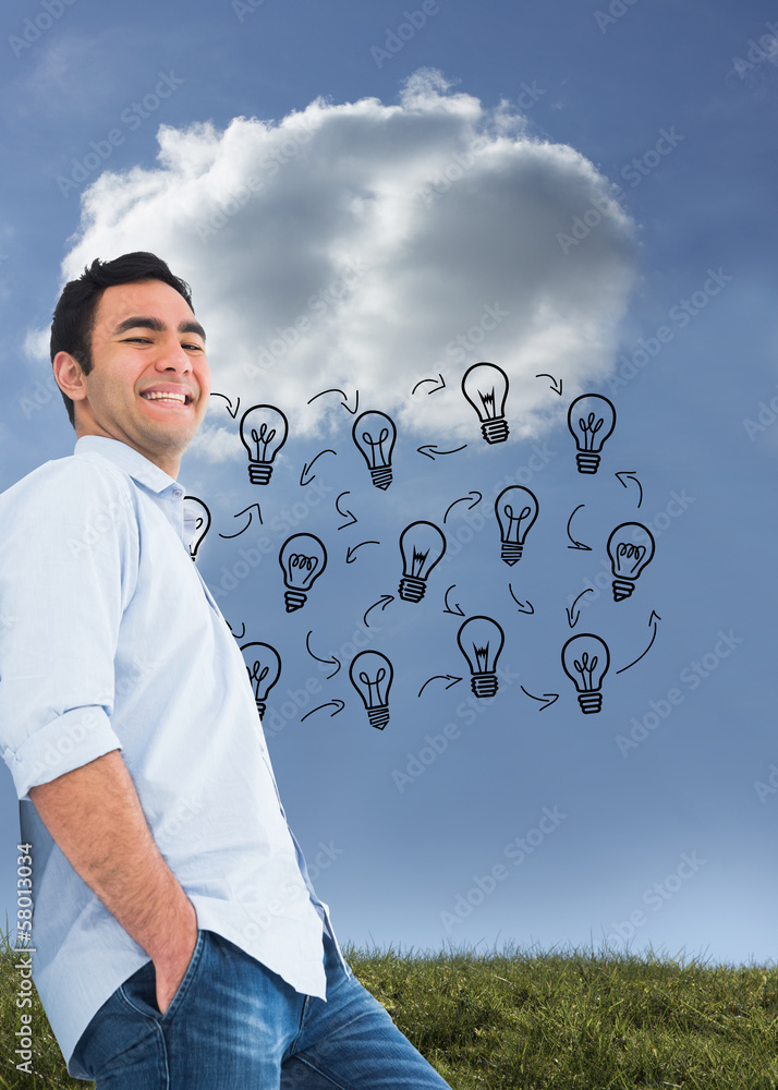 Poster composite image of smiling casual man standing