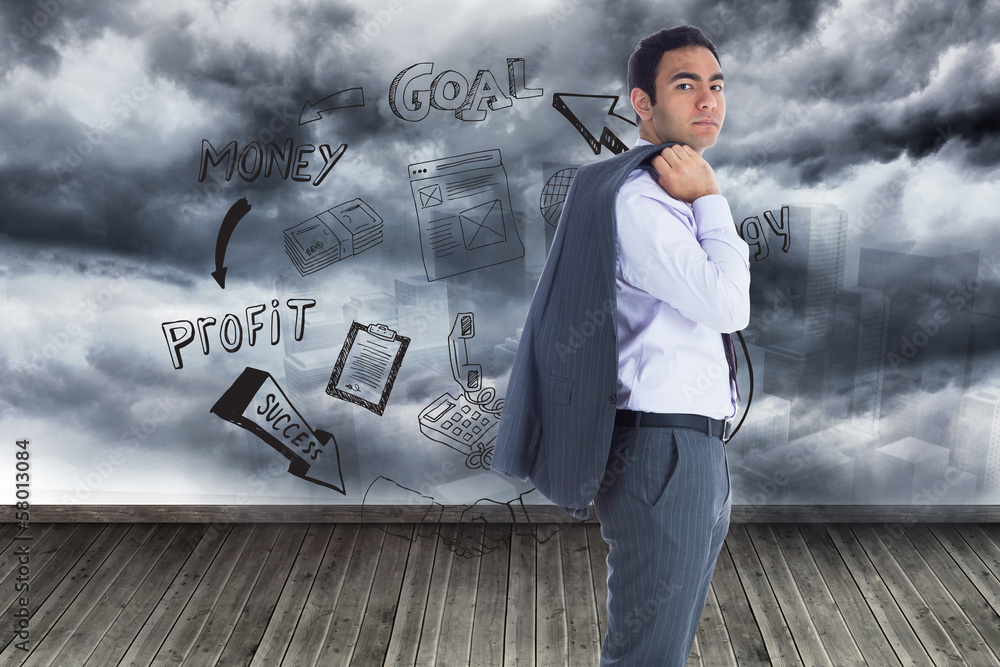 Poster composite image of unsmiling businessman standing