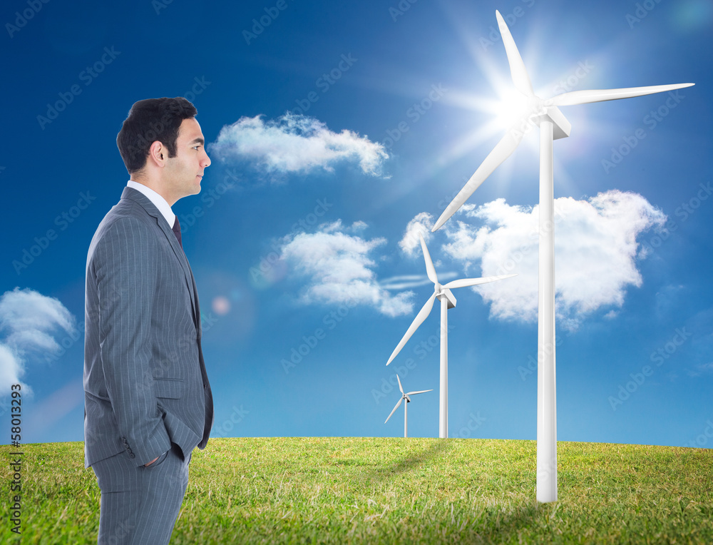 Poster composite image of unsmiling businessman standing