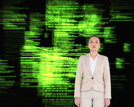 Composite image of unsmiling asian businesswoman