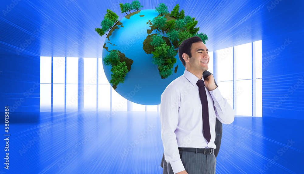 Poster composite image of smiling businessman standing