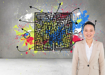 Composite image of smiling asian businesswoman