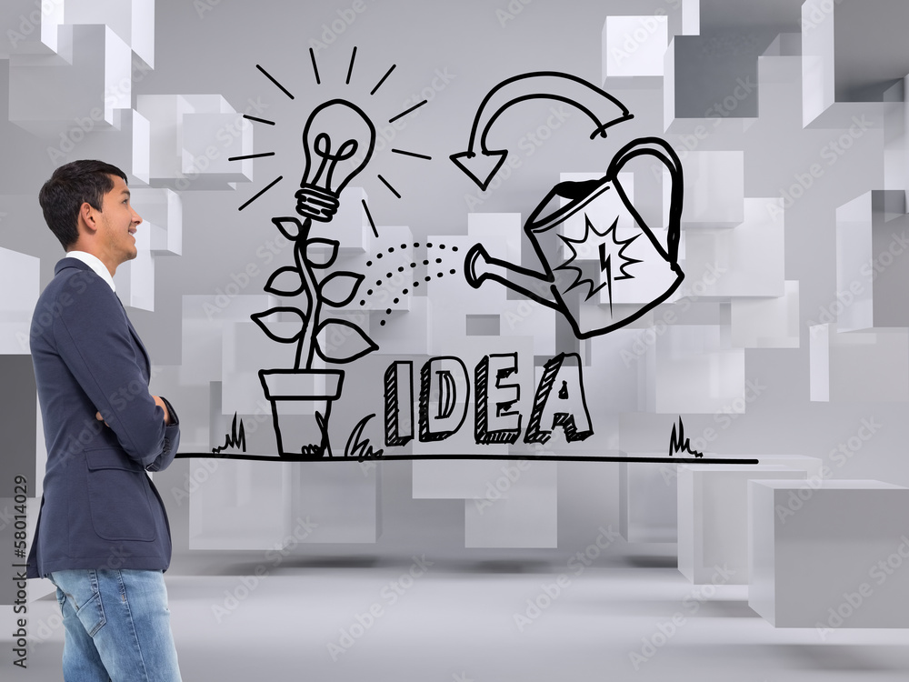Poster composite image of smiling casual businessman with arms crossed