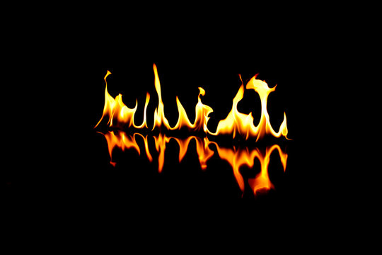 Fire Flames on the black background