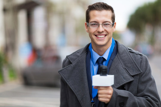 News Reporter Working In A Cold Weather