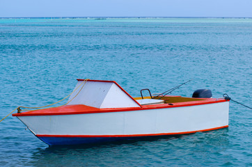 Fishing boat in Aitutaki Lagoon Cook Islands