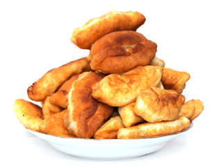 patties in the plate on white background