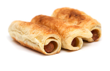 fresh tasty meat pies on a white background