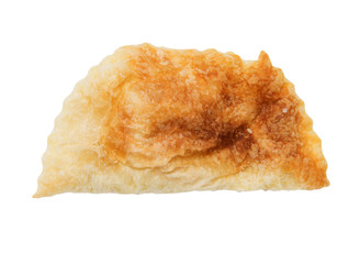 fresh tasty pie with meat on white background