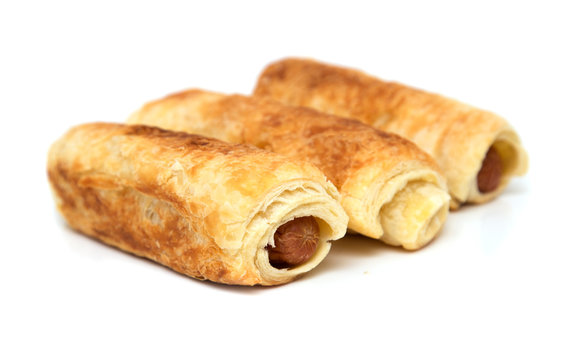 fresh tasty meat pies on a white background