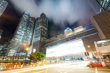 Hong Kong night view with car light