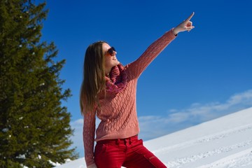 happy woman at winter