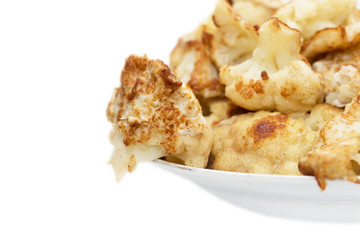 fried cauliflower on a white background