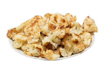 fried cauliflower on a white background