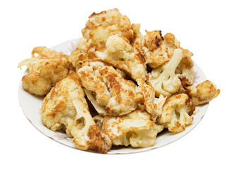 fried cauliflower on a white background