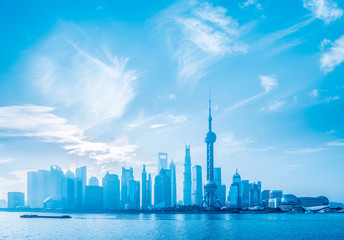 blue shanghai skyline