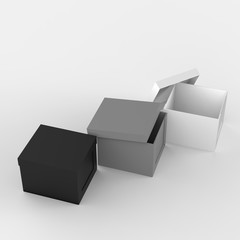 3d open blank box as thinking outside the box concept
