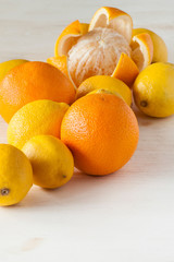 Fresh lemons and oranges