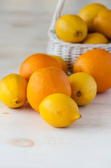 Fresh lemons and oranges