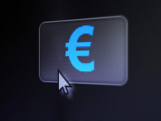 Currency concept: Euro on digital button background