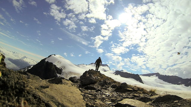 Self video Portrait climber ridge walking, Alaska, USA 