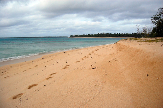 Trace of legs on the beach