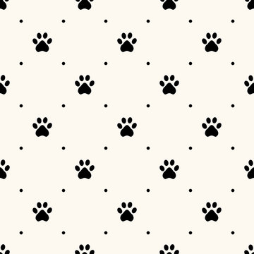 Seamless Animal Pattern Of Paw Footprint