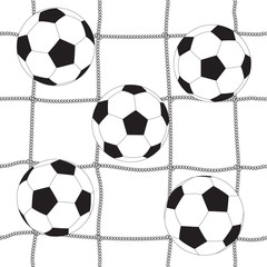 Soccer ball and football net, seamless background - 58026447