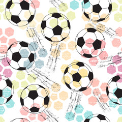 Grunge seamless background with print ,soccer ball. - 58026449