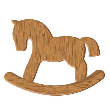 Vector wooden horse toy isolated on white