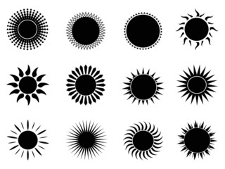 black sun icons set