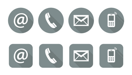 Set of web grey flat icons, two variants  - Contact Us