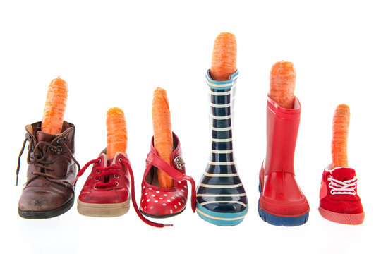 Row shoes with carrots for Dutch Sinterklaas
