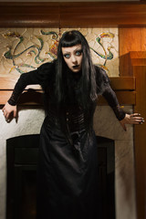 Gothic woman in a castle
