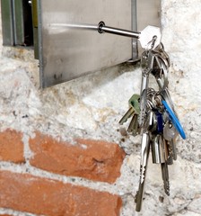 hanging keys and a steel safe