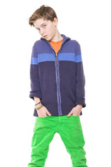 Fototapeta premium portrait of a casual, cool teenage boy, isolated on white