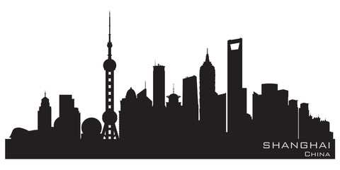 Fototapeta premium Szanghaj Chiny sylwetka wektor panoramę miasta